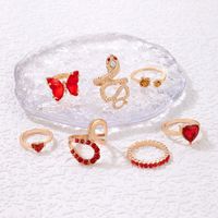 Simple Style Snake Butterfly Alloy Inlay Artificial Gemstones Rhinestones Women's Rings 1 Set main image 3