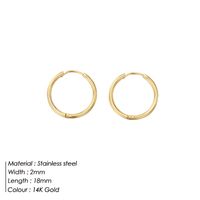1 Pair Simple Style Round Solid Color Plating Stainless Steel 14K Gold Plated Rose Gold Plated Hoop Earrings sku image 6