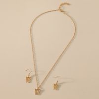 Sweet Butterfly Alloy Gold Plated Women's Earrings Necklace main image 3
