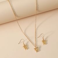 Sweet Butterfly Alloy Gold Plated Women's Earrings Necklace sku image 1