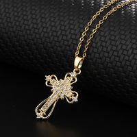 Streetwear Cross Copper Inlay Zircon Pendant Necklace sku image 2