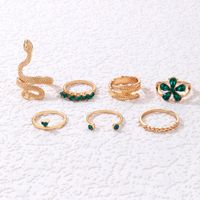 Fashion Flower Snake Alloy Inlay Artificial Gemstones Women's Rings 7 Pieces main image 5