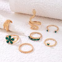 Fashion Flower Snake Alloy Inlay Artificial Gemstones Women's Rings 7 Pieces main image 4