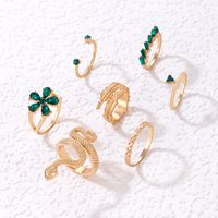 Fashion Flower Snake Alloy Inlay Artificial Gemstones Women's Rings 7 Pieces main image 3