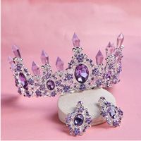Retro Crystal Baroque Crown Earrings Set Hair Accessories main image 1