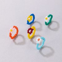 Sweet Flower Plastic Beaded Unisex Rings 5 Piece Set main image 7