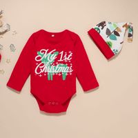 Christmas Christmas Letter Elk Printing Elastic Waist Cotton Girls Clothing Sets main image 7