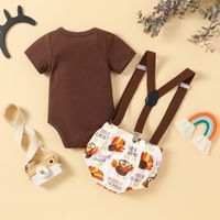 Das Erntedankfest Basic Truthahn Stickerei Drucken Elastische Taille Baumwolle Baby Kleidung Sets main image 9