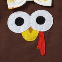 Thanksgiving Basic Turkey Embroidery Printing Elastic Waist Cotton Baby Clothing Sets main image 6