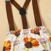 Thanksgiving Basic Turkey Embroidery Printing Elastic Waist Cotton Baby Clothing Sets main image 3