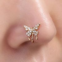 Fashion Geometric Butterfly Copper Plating Zircon Nose Ring 1 Piece sku image 9
