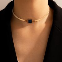 Simple Style Square Alloy Plating Rhinestones Women's Choker main image 1