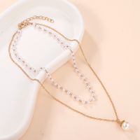 Élégant Géométrique Alliage Placage Perles Artificielles Femmes Collier En Couches main image 3