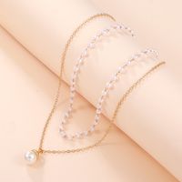 Élégant Géométrique Alliage Placage Perles Artificielles Femmes Collier En Couches main image 2