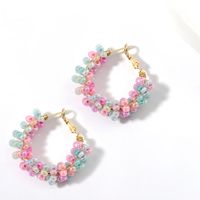 1 Pair Vacation Circle Beaded Braid Synthetic Resin Alloy Hoop Earrings main image 5