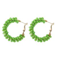 1 Pair Vacation Circle Beaded Braid Synthetic Resin Alloy Hoop Earrings sku image 14