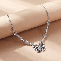 Fashion Butterfly Alloy Pearl Women's Pendant Necklace 1 Piece main image 1
