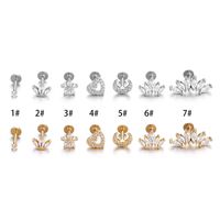 1 Piece Fashion Heart Shape Stainless Steel Zircon Lip Stud sku image 4