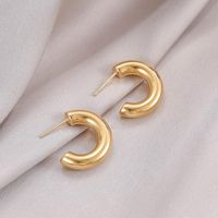 1 Pair Simple Style C Shape Plating Titanium Steel Earrings main image 3
