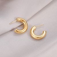 1 Pair Simple Style C Shape Plating Titanium Steel Earrings main image 4