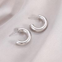 1 Pair Simple Style C Shape Plating Titanium Steel Earrings sku image 1