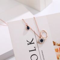 Fashion Devil's Eye Titanium Steel Inlay Artificial Crystal Necklace main image 5