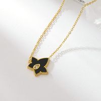 Simple Style Star Stainless Steel Plating Inlay Acrylic Shell Gold Plated Pendant Necklace sku image 8
