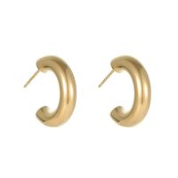 1 Pair Simple Style C Shape Plating Titanium Steel Earrings main image 6