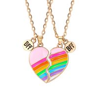 2 Pieces Fashion Heart Shape Alloy Enamel Couple Pendant Necklace sku image 5