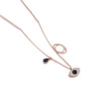 Fashion Devil's Eye Titanium Steel Inlay Artificial Crystal Necklace main image 2