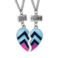 2 Pieces Fashion Heart Shape Alloy Enamel Couple Pendant Necklace sku image 4