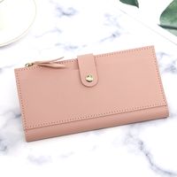 Women's Solid Color Pu Leather Zipper Buckle Wallets sku image 5