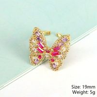 Simple Style Butterfly Copper Gold Plated Zircon Open Ring 1 Piece main image 5