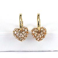1 Pair Fashion Heart Shape Gold Plated Copper Drop Earrings main image 7