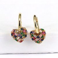 1 Pair Fashion Heart Shape Gold Plated Copper Drop Earrings sku image 1