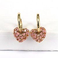 1 Pair Fashion Heart Shape Gold Plated Copper Drop Earrings sku image 2