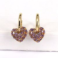 1 Pair Fashion Heart Shape Gold Plated Copper Drop Earrings sku image 3