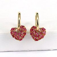 1 Pair Fashion Heart Shape Gold Plated Copper Drop Earrings sku image 4
