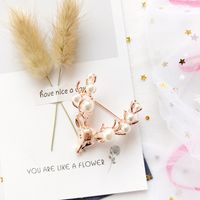 Cute Elk Alloy Plating Artificial Pearls Women's Brooches main image 5