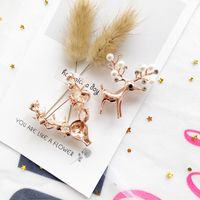 Cute Elk Alloy Plating Artificial Pearls Women's Brooches main image 3