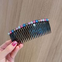 Retro Flower Plastic Rhinestone Hair Combs sku image 1