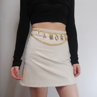 Retro Letter Alloy Layered Women's Chain Belts sku image 1