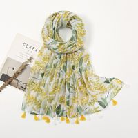 Women's Sweet Flower Cotton And Linen Tassel Silk Scarves main image 1