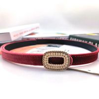 Fashion Solid Color Alloy Diamond Artificial Pearls Women's Leather Belts main image 5