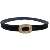 Fashion Solid Color Alloy Diamond Artificial Pearls Women's Leather Belts main image 4