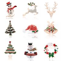 Cute Christmas Tree Snowman Alloy Rhinestone Enamel Women's Brooches main image 1