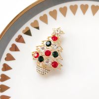 Cute Christmas Tree Snowman Alloy Rhinestone Enamel Women's Brooches sku image 18