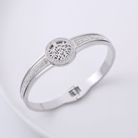 Fashion Tree Stainless Steel Hollow Out Rhinestones Bangle main image 5