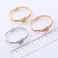 Fashion Tree Stainless Steel Hollow Out Rhinestones Bangle main image 3