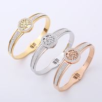 Fashion Tree Stainless Steel Hollow Out Rhinestones Bangle main image 1